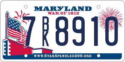 MD license plate 7BK8910