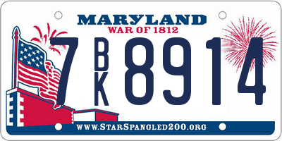 MD license plate 7BK8914