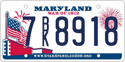 MD license plate 7BK8918