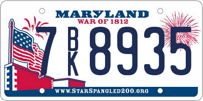 MD license plate 7BK8935