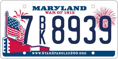 MD license plate 7BK8939