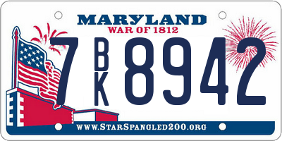 MD license plate 7BK8942
