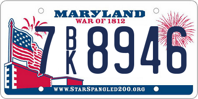 MD license plate 7BK8946