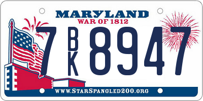 MD license plate 7BK8947