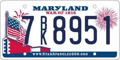 MD license plate 7BK8951