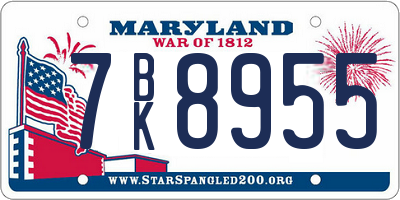 MD license plate 7BK8955