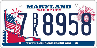 MD license plate 7BK8958