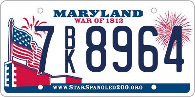 MD license plate 7BK8964