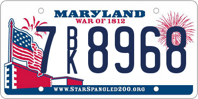 MD license plate 7BK8968