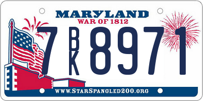 MD license plate 7BK8971