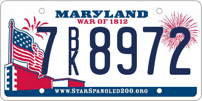 MD license plate 7BK8972