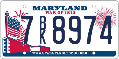 MD license plate 7BK8974