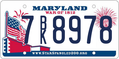MD license plate 7BK8978