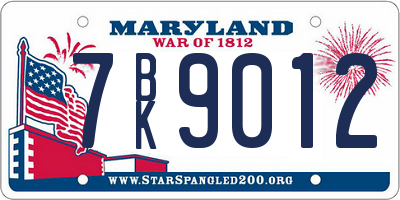 MD license plate 7BK9012