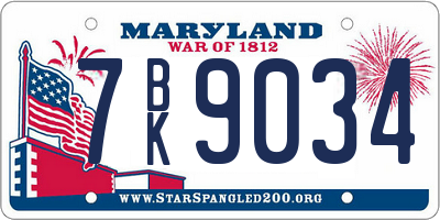 MD license plate 7BK9034
