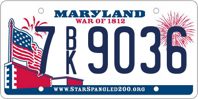 MD license plate 7BK9036