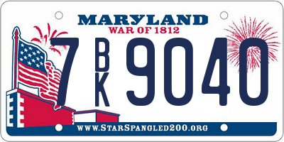 MD license plate 7BK9040