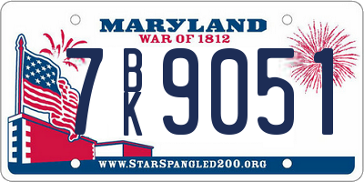 MD license plate 7BK9051