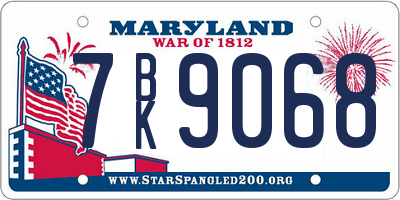 MD license plate 7BK9068