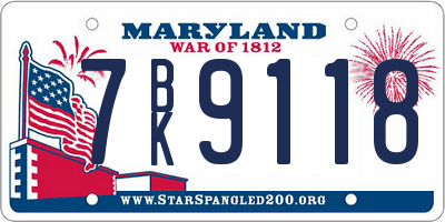 MD license plate 7BK9118