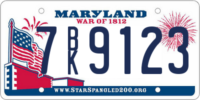 MD license plate 7BK9123