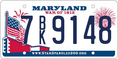 MD license plate 7BK9148