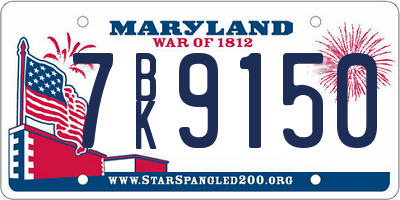 MD license plate 7BK9150