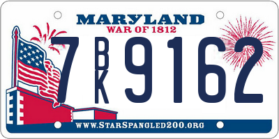 MD license plate 7BK9162