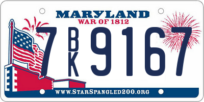 MD license plate 7BK9167