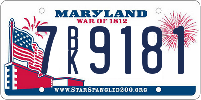 MD license plate 7BK9181
