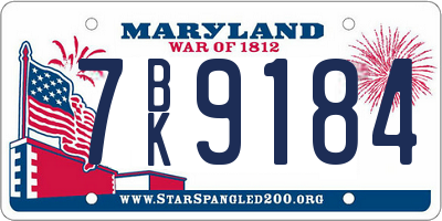 MD license plate 7BK9184