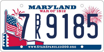 MD license plate 7BK9185