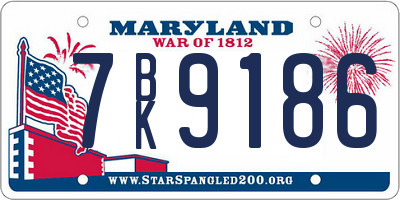 MD license plate 7BK9186