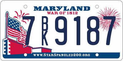 MD license plate 7BK9187