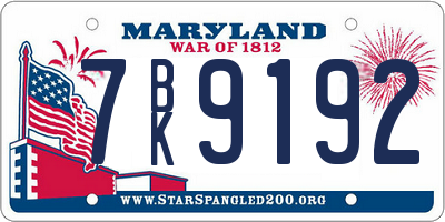 MD license plate 7BK9192