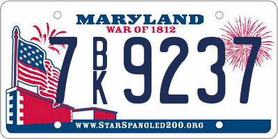 MD license plate 7BK9237