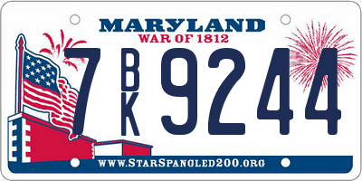 MD license plate 7BK9244