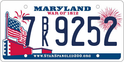 MD license plate 7BK9252