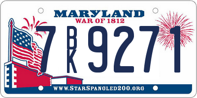 MD license plate 7BK9271