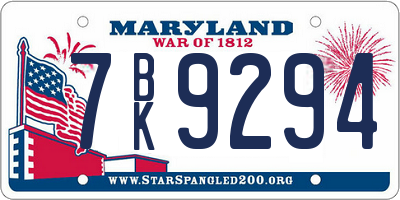 MD license plate 7BK9294
