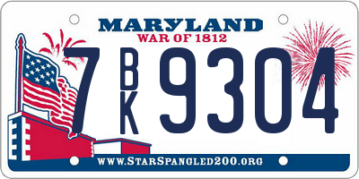 MD license plate 7BK9304