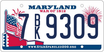 MD license plate 7BK9309