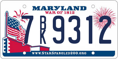 MD license plate 7BK9312