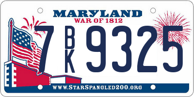 MD license plate 7BK9325