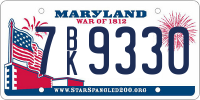 MD license plate 7BK9330