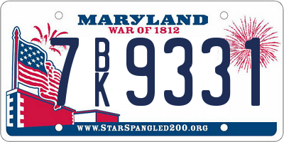 MD license plate 7BK9331