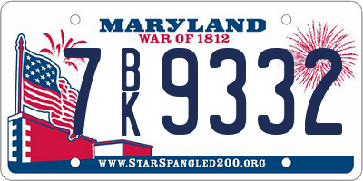 MD license plate 7BK9332