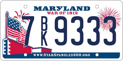 MD license plate 7BK9333