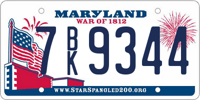 MD license plate 7BK9344