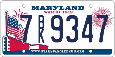 MD license plate 7BK9347